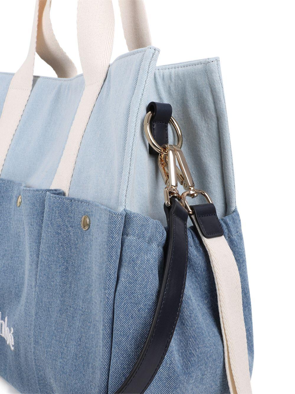 Borsa fasciatoio per neonati Chloé Kids azzurra con logo ricamato - Rubino Kids