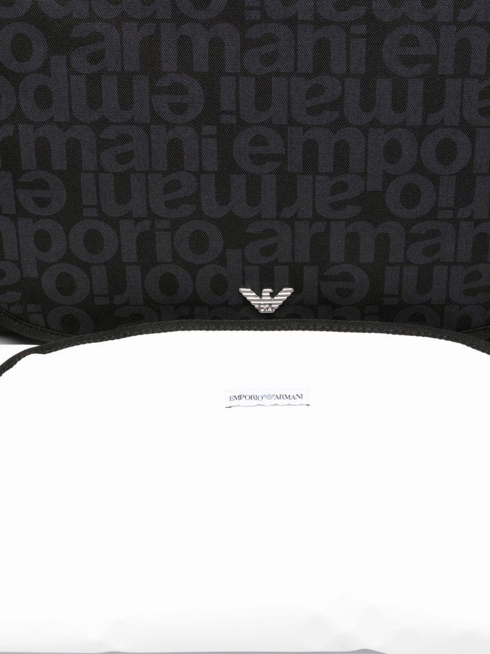 Borsa fasciatoio per neonati Emporio Armani Kids nera con targhetta con logo - Rubino Kids