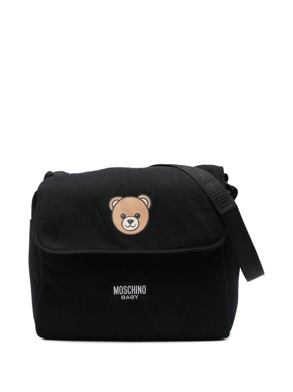Borsa fasciatoio per neonati Moschino Kds nero con stampa Teddy Bear - Rubino Kids