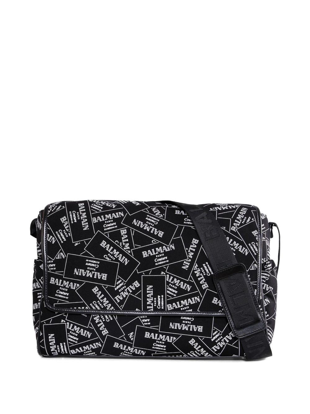Borsa fasciatoio per neonato Balmain Kids nera con stampa - Rubino Kids