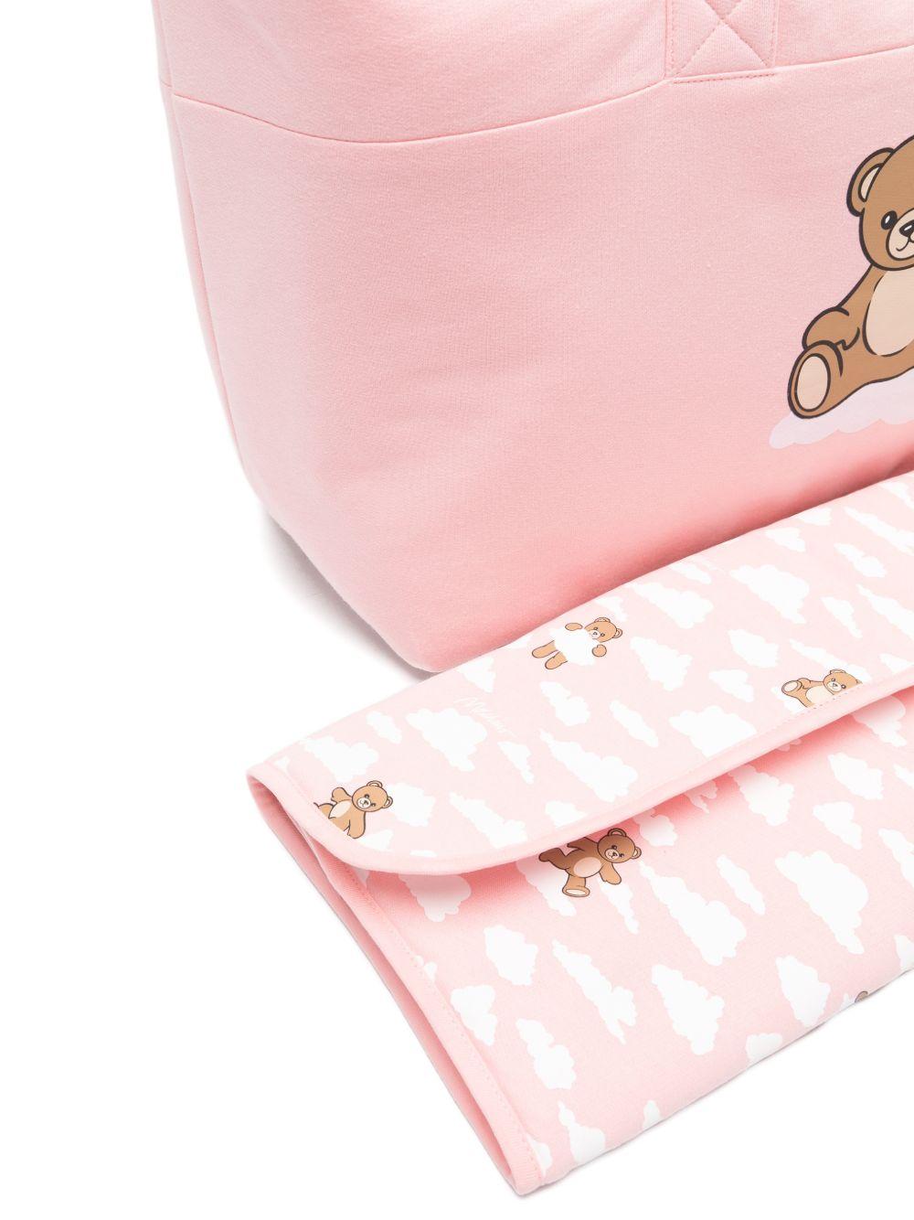 Borsa fasciatoio per neonato Moschino Kids rosa con applicazione orsetto - Rubino Kids