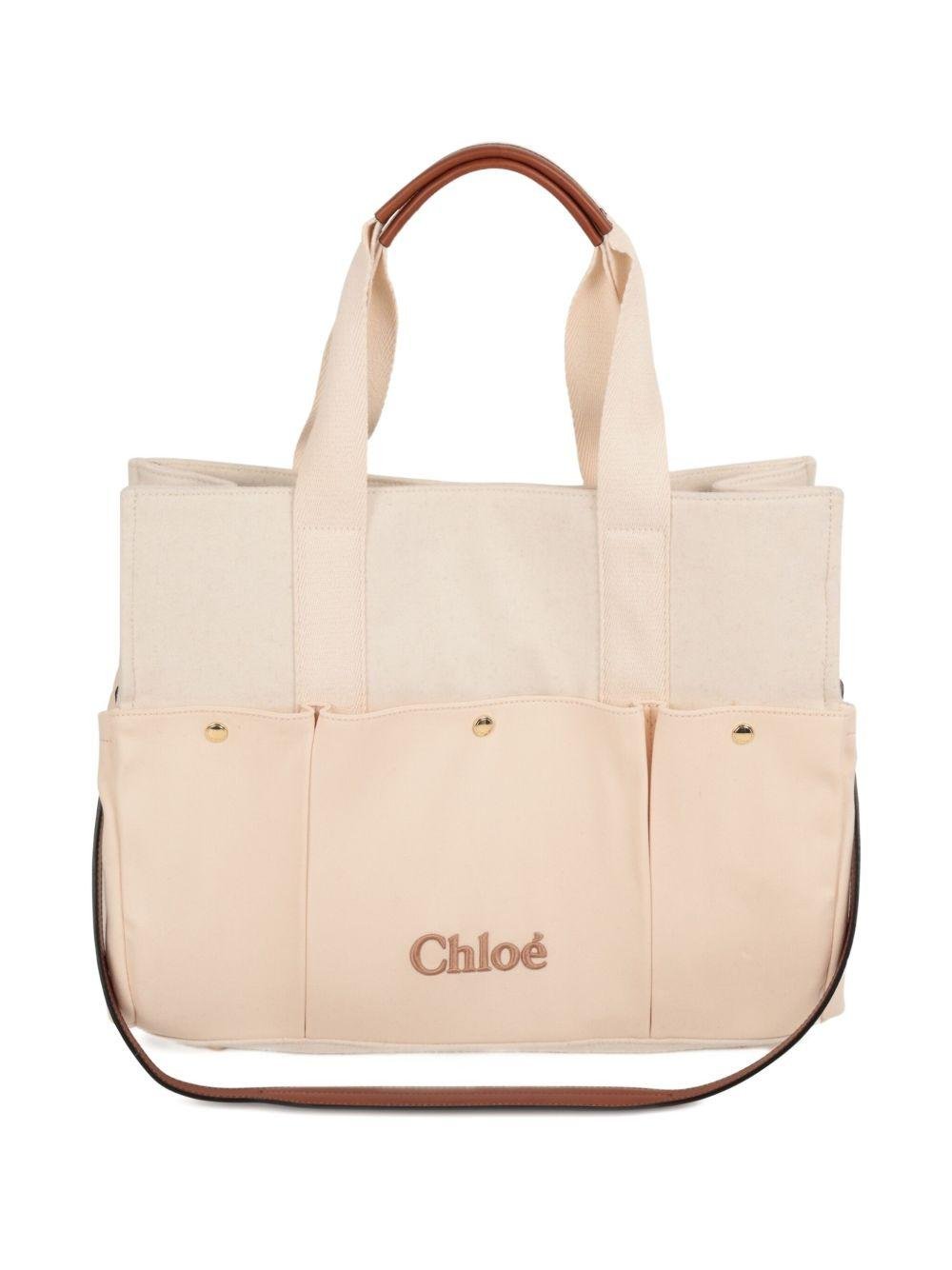 Borsa per neonata Chloé Kids beige con ricamo - Rubino Kids