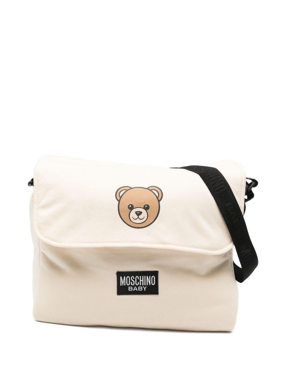 Borsa per neonati Moschino Kids beige con stampa Teddy Bear - Rubino Kids
