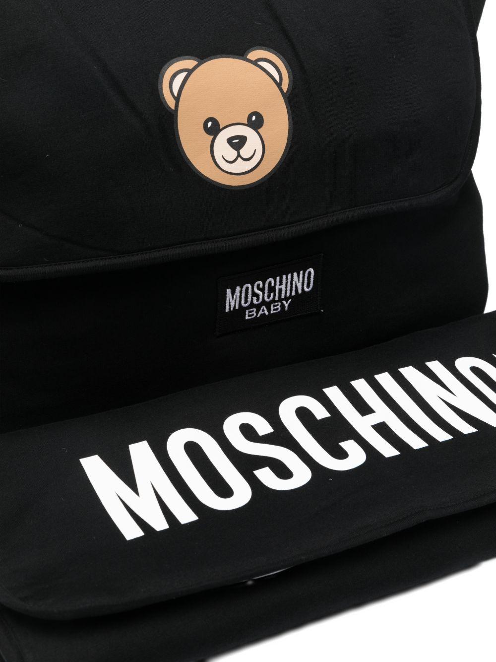 Borsa per neonati Moschino Kids nera con stampa Teddy Bear - Rubino Kids