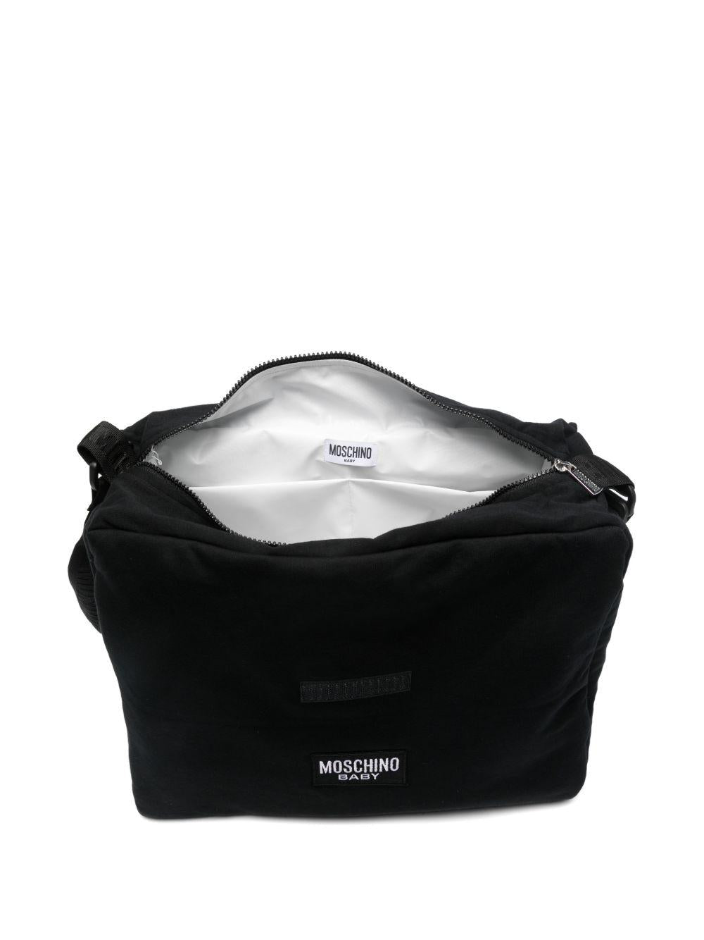 Borsa per neonati Moschino Kids nera con stampa Teddy Bear - Rubino Kids