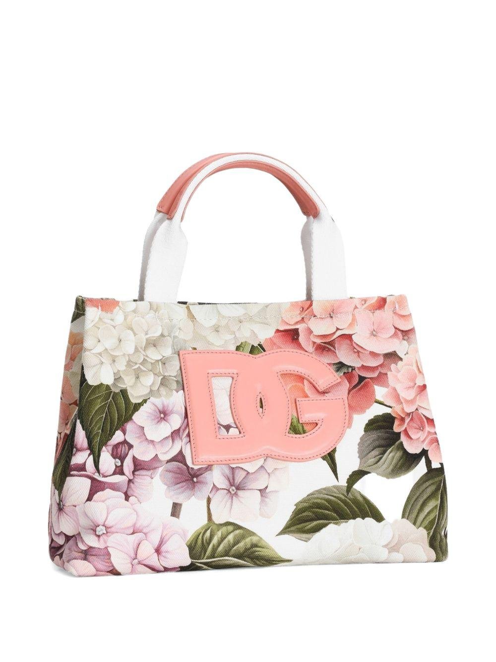 Borsa shopper per bambina Dolce & Gabbana Kids bianca con stampa a fiori all - over - Rubino Kids