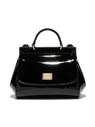 Borsa Sicily mini a spalla per bambina Dolce & Gabbana Kids nero lucida con manico - Rubino Kids