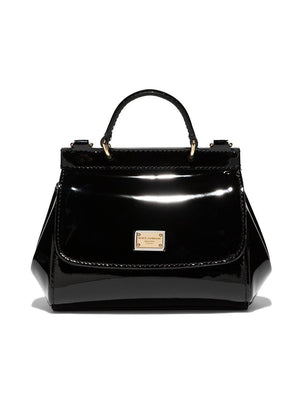 Dolce & Gabbana Kids Sicily mini shoulder bag for girls in shiny black with handle