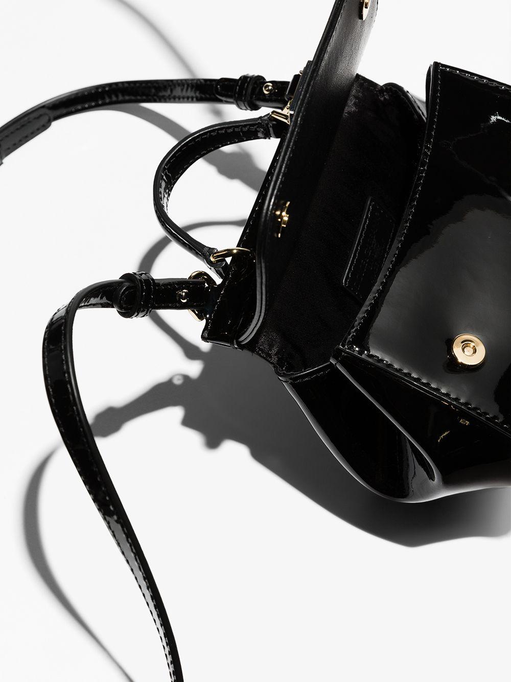 Borsa Sicily mini a spalla per bambina Dolce & Gabbana Kids nero lucida con manico - Rubino Kids