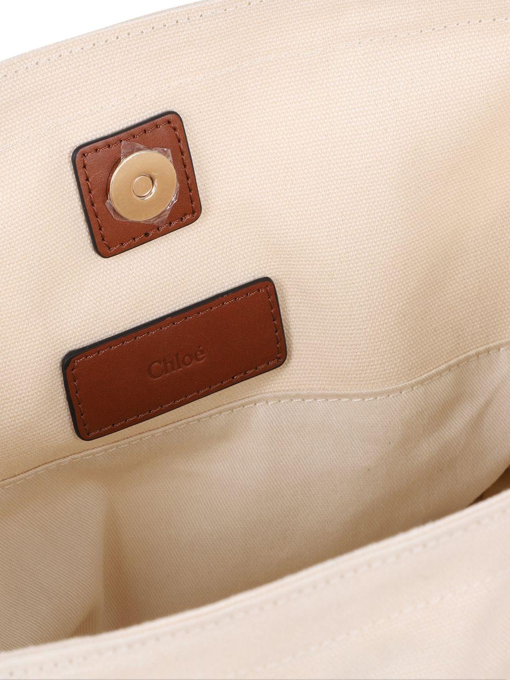 Borsa tote per bambina Chloé Kids beige con logo ricamato sul davanti - Rubino Kids