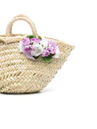 Borsa tote per bambina Colorichiari beige con applicazione a fiori - Rubino Kids