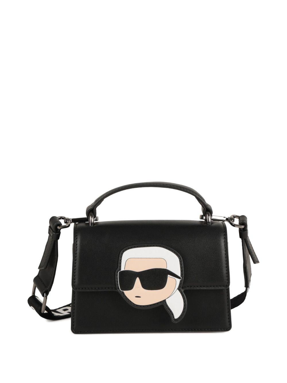 Borsa tote per bambina Karl Lagerfeld Kids nera con Ikon Karl e in pelle - Rubino Kids