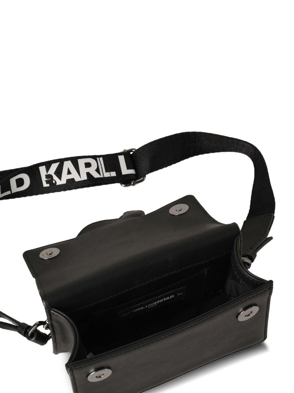 Borsa tote per bambina Karl Lagerfeld Kids nera con Ikon Karl e in pelle - Rubino Kids