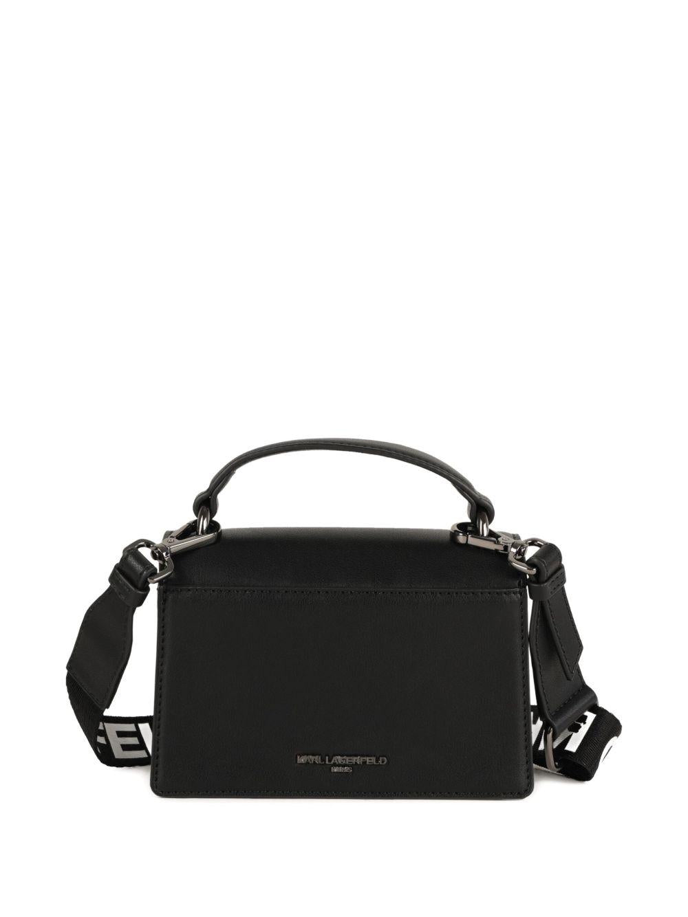 Borsa tote per bambina Karl Lagerfeld Kids nera con Ikon Karl e in pelle - Rubino Kids