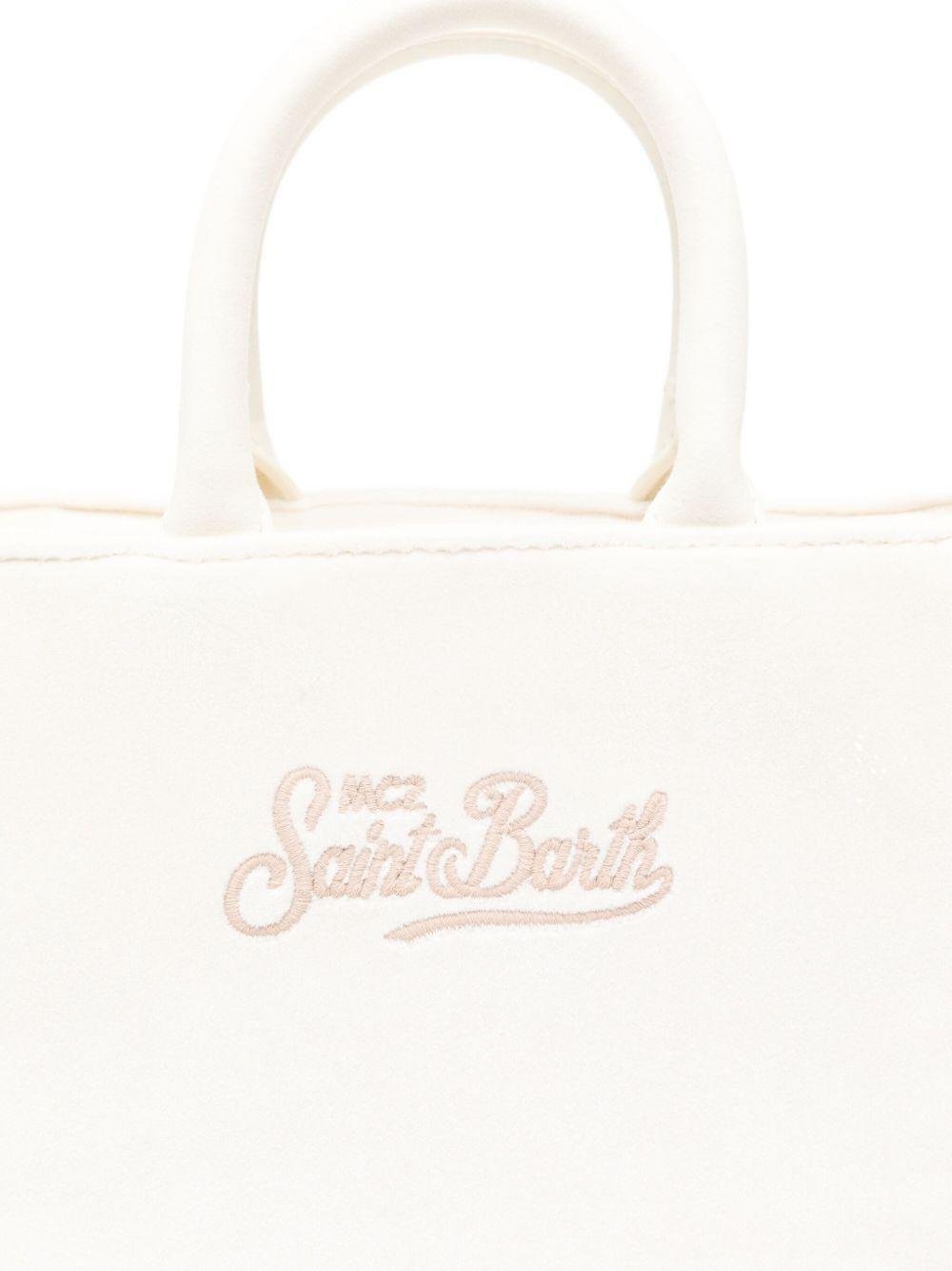 Borsa Vanity Mini per bambina MC2 Saint Barth Kids bianco con logo a contrasto sul davanti - Rubino Kids