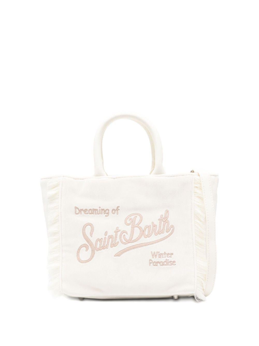 Borsa Vanity Mini per bambina MC2 Saint Barth Kids bianco con logo a contrasto sul davanti - Rubino Kids
