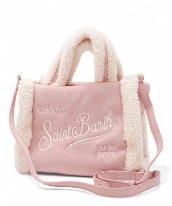 Borsa Vanity Mini per bambina MC2 Saint Barth Kids rosa con dettaglio shearling - Rubino Kids