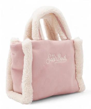 Borsa Vanity Mini per bambina MC2 Saint Barth Kids rosa con dettaglio shearling - Rubino Kids