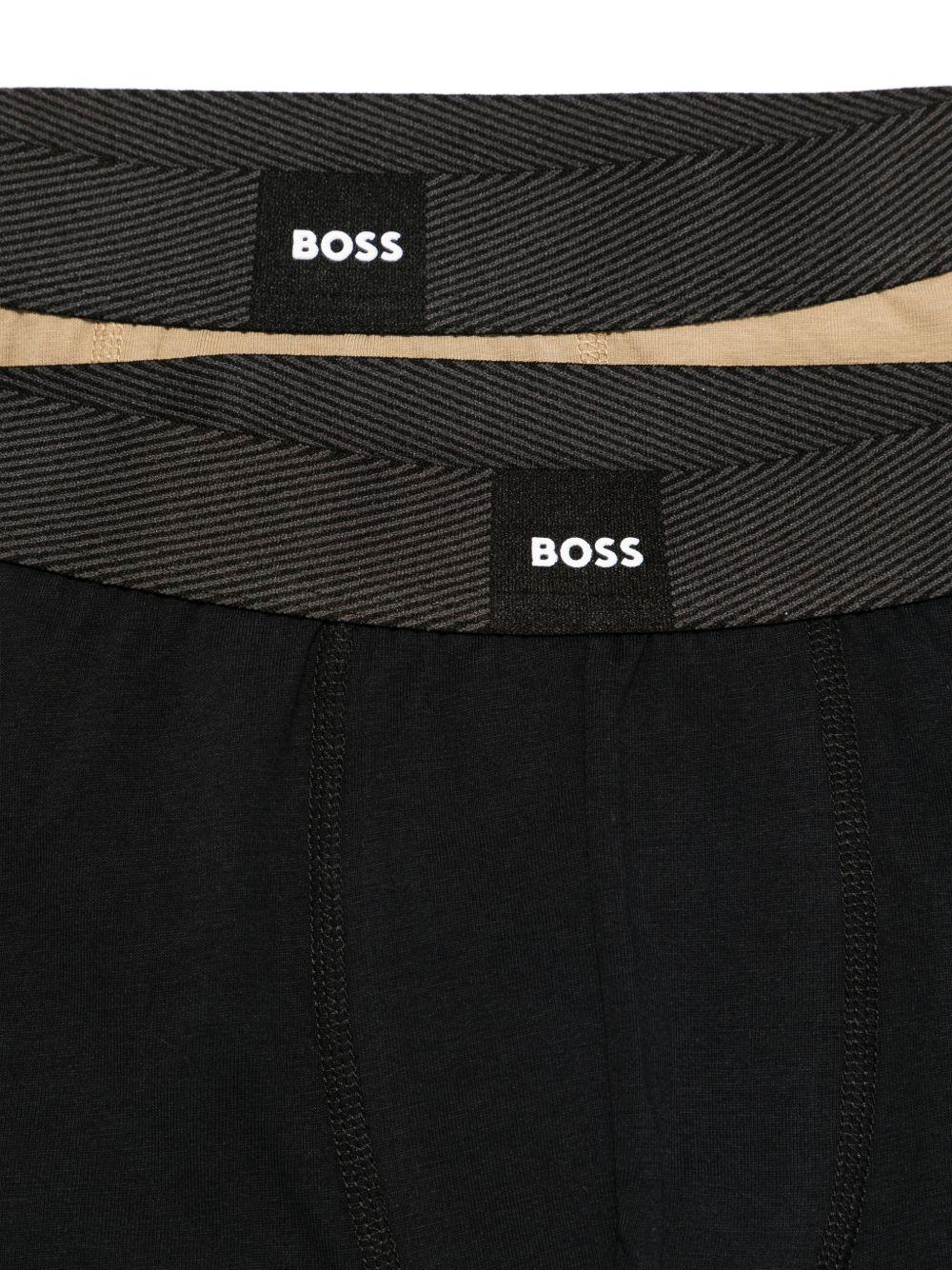 Boxer per bambino Boss Kidswear nero e beige con elastico in vita con logo (confezione da due) - Rubino Kids