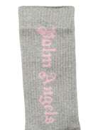 Calzini per bambina Palm Angels Kids grigi con logo rosa - Rubino Kids