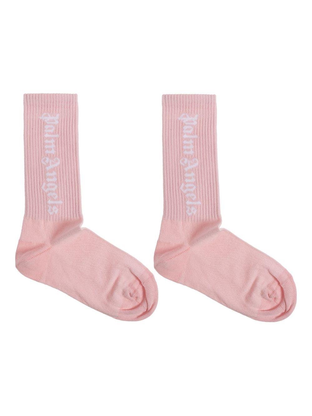Calzini per bambina Palm Angels Kids rosa con dettaglio logo - Rubino Kids