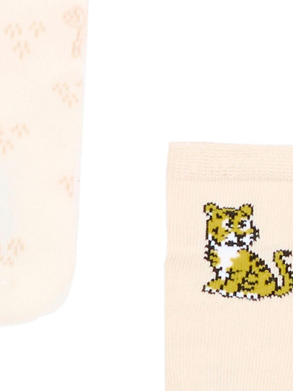 Calzini per neonata Kenzo Kids rosa con stampa tigre (2 pezzi) - Rubino Kids