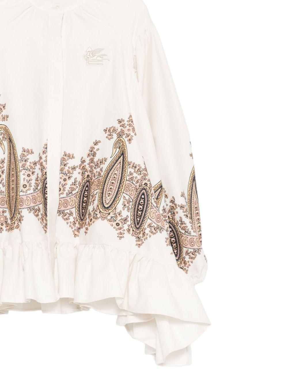 Camicetta per bambina Etro Kids bianca con stampa paisley - Rubino Kids