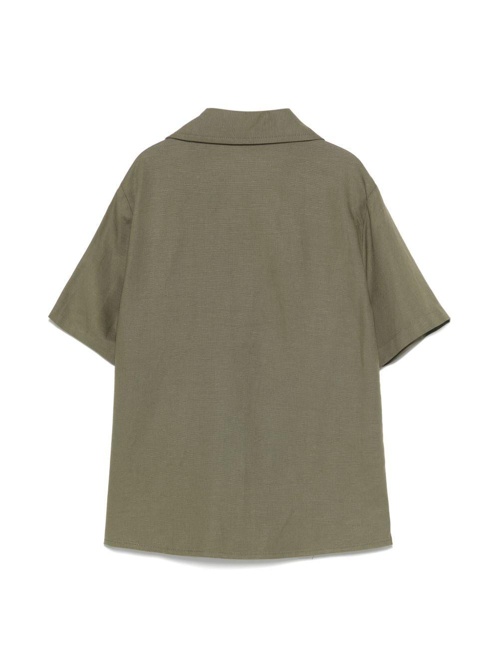 Camicia a maniche corte per bambino Paolo Pecora Kids verde con orlo curvo - Rubino Kids