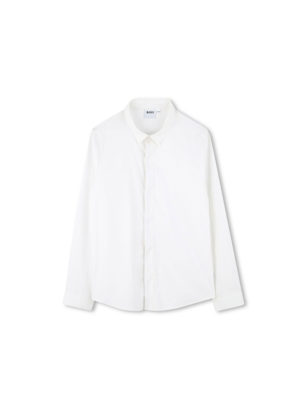 Camicia a maniche lunghe per bambino BOSS Kidswear bianco con orlo curvo - Rubino Kids