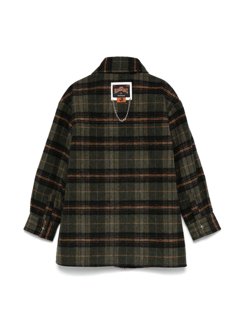 Camicia a quadri per bambino John Richmond Junior verde con logo sul petto - Rubino Kids