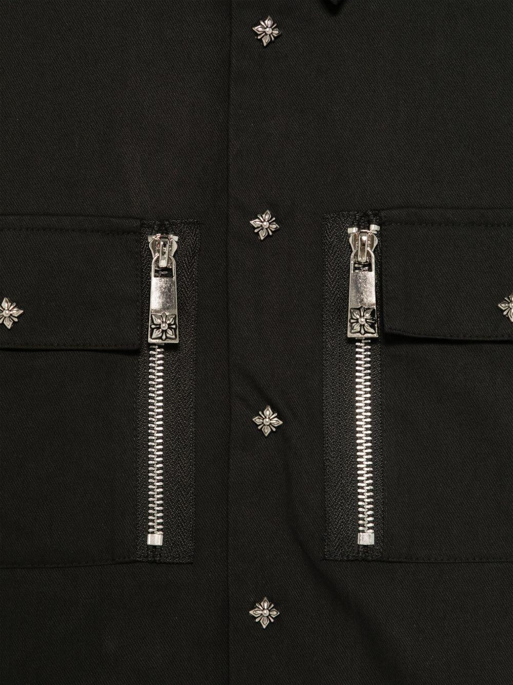 Camicia con decorazione per bambino John Richmond Junior nero con chiusura nascosta - Rubino Kids