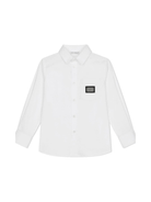Camicia con placca logo per bambino Dolce & Gabbana Kids bianco con colletto classico - Rubino Kids