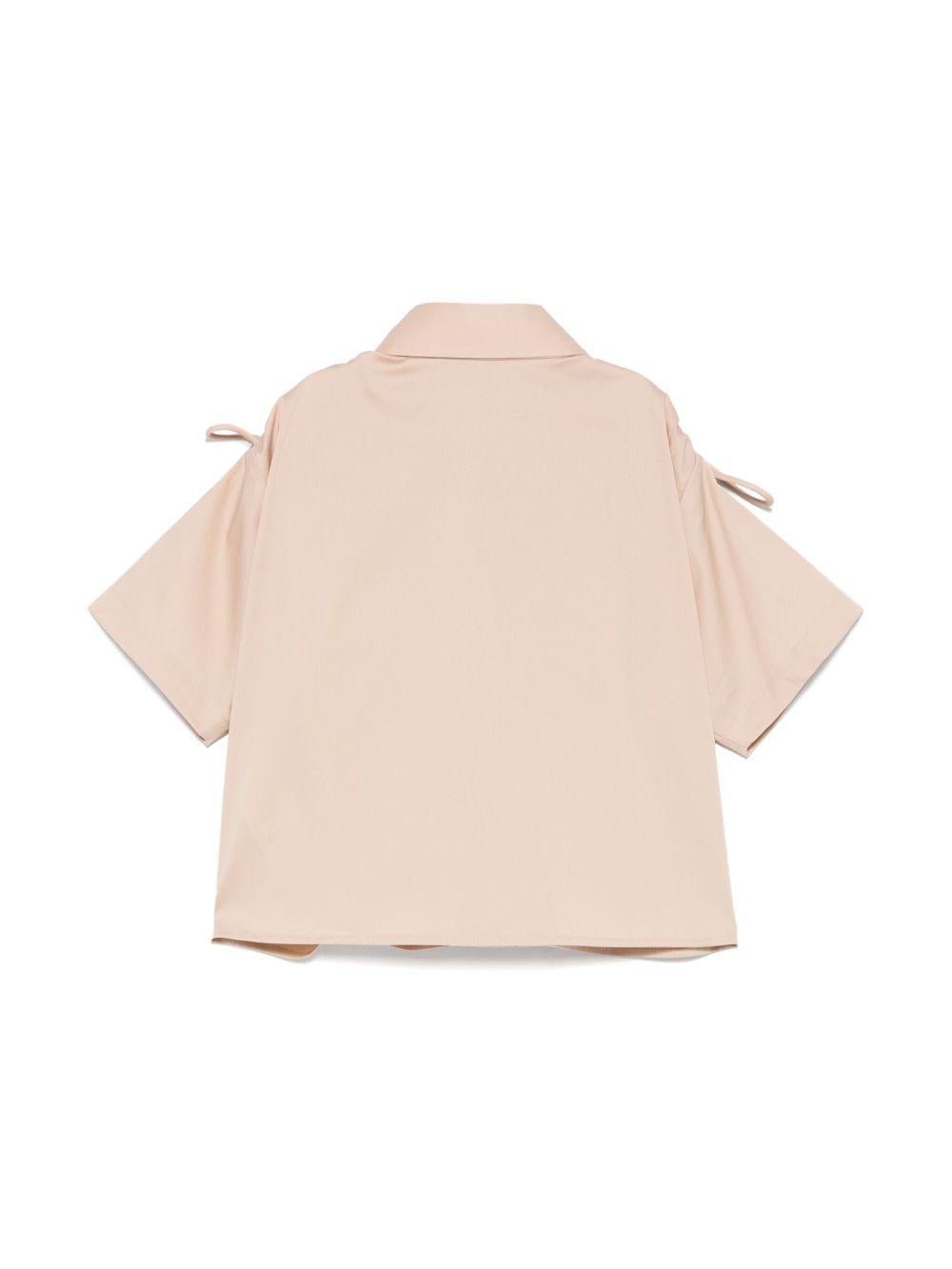 Camicia con ricamo per bambina MSGM Kids beige con abbottonatura frontale - Rubino Kids