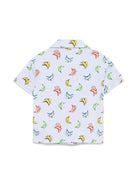 Camicia con stampa banane per bambino Palm Angels Kids azzurro per motivo gessato - Rubino Kids