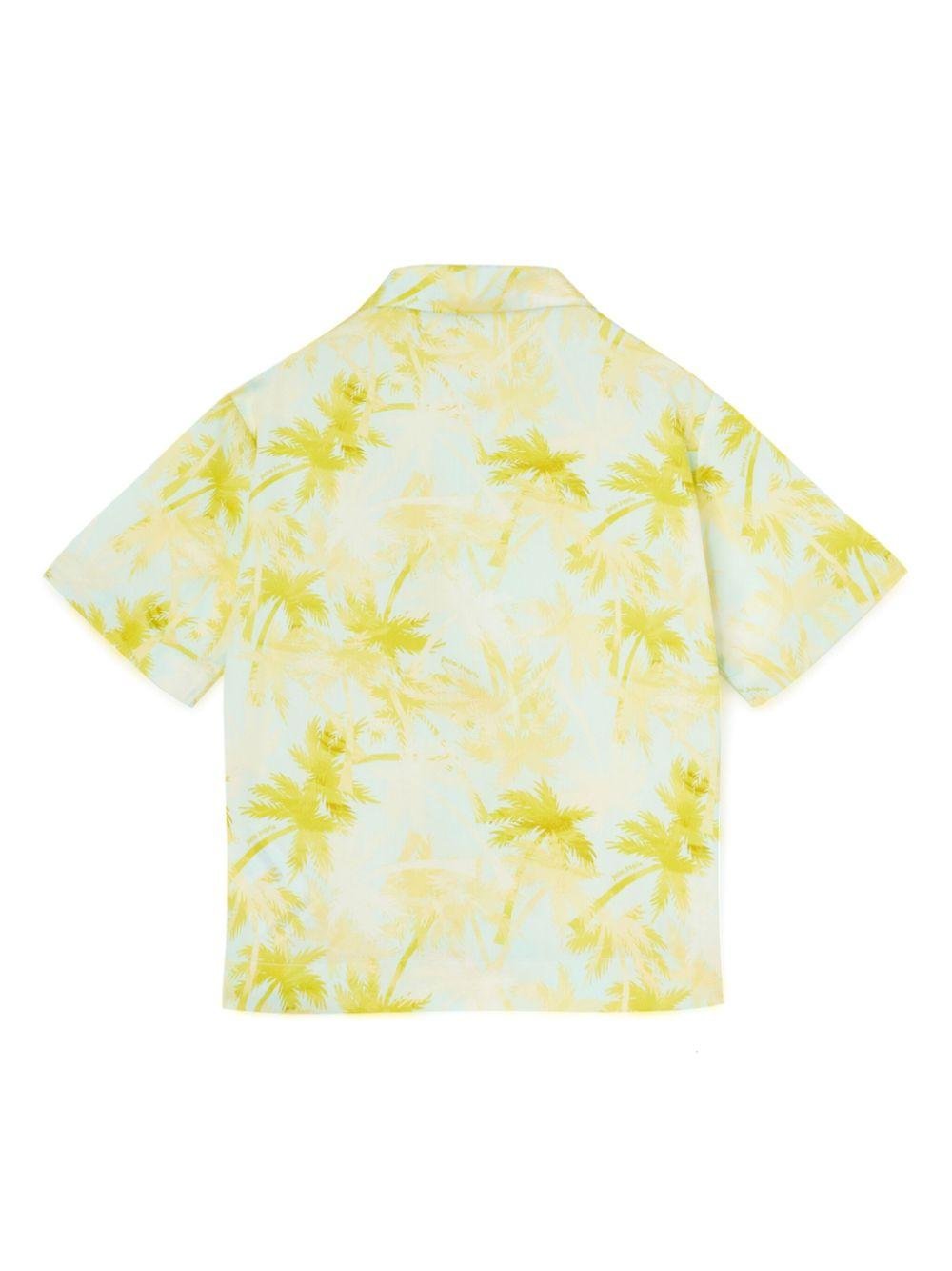 Camicia con stampa per bambino Palm Angels Kids verde con chiusura con abbottonatura - Rubino Kids