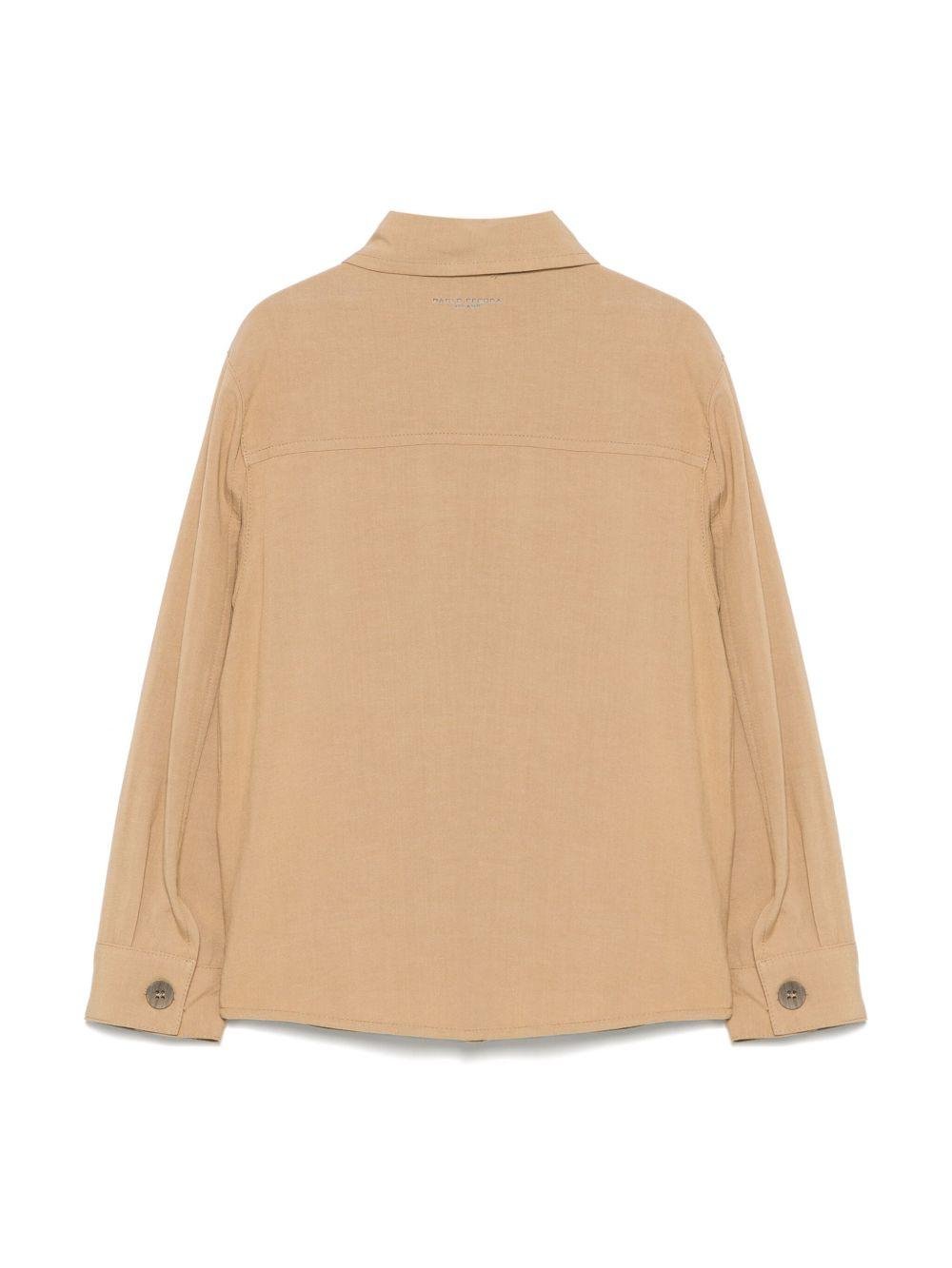 Camicia con tasche per bambino Paolo Pecora Kids marrone con colletto classico - Rubino Kids