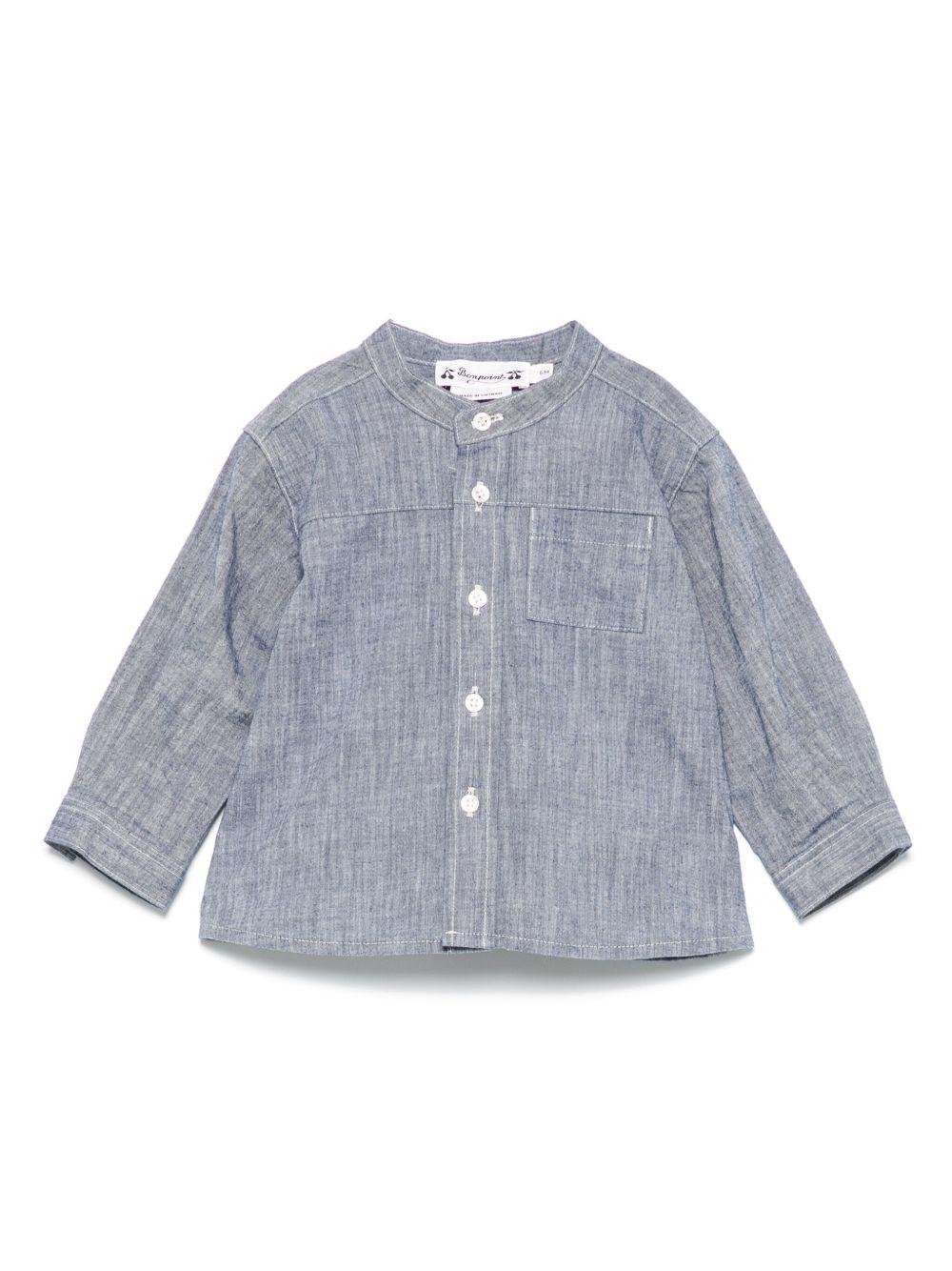 Camicia Eustace per neonata Bonpoint blu con tasca sul petto - Rubino Kids
