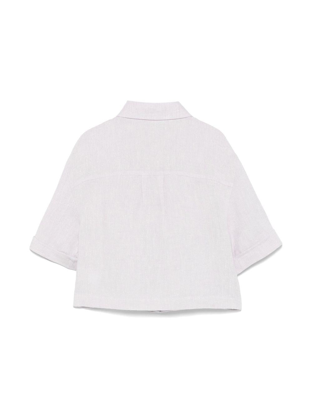 Camicia in lurex per bambina Brunello Cucinello Kids lilla con risvolti - Rubino Kids