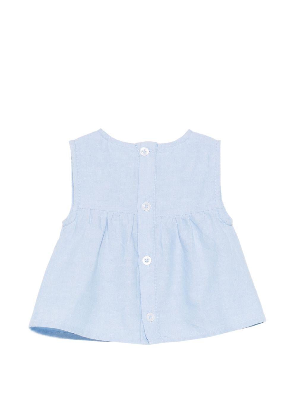 Camicia Malaya per neonata Louise Misha azzurra con ricami floreali - Rubino Kids