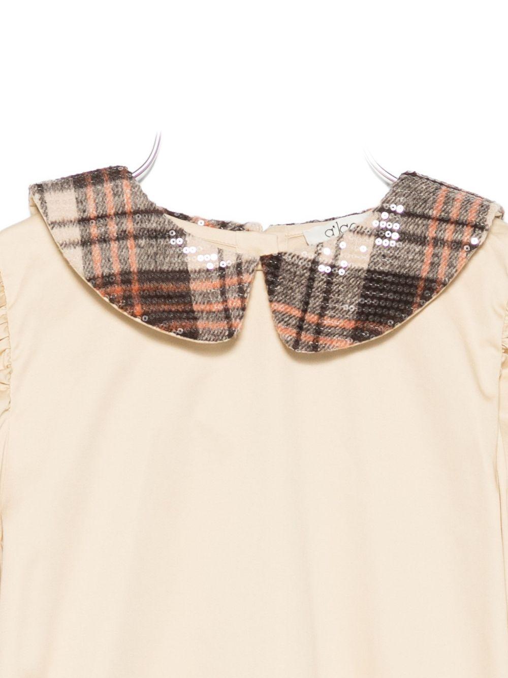Camicia per bambina A'lapage beige con colletto con motivo a quadri - Rubino Kids