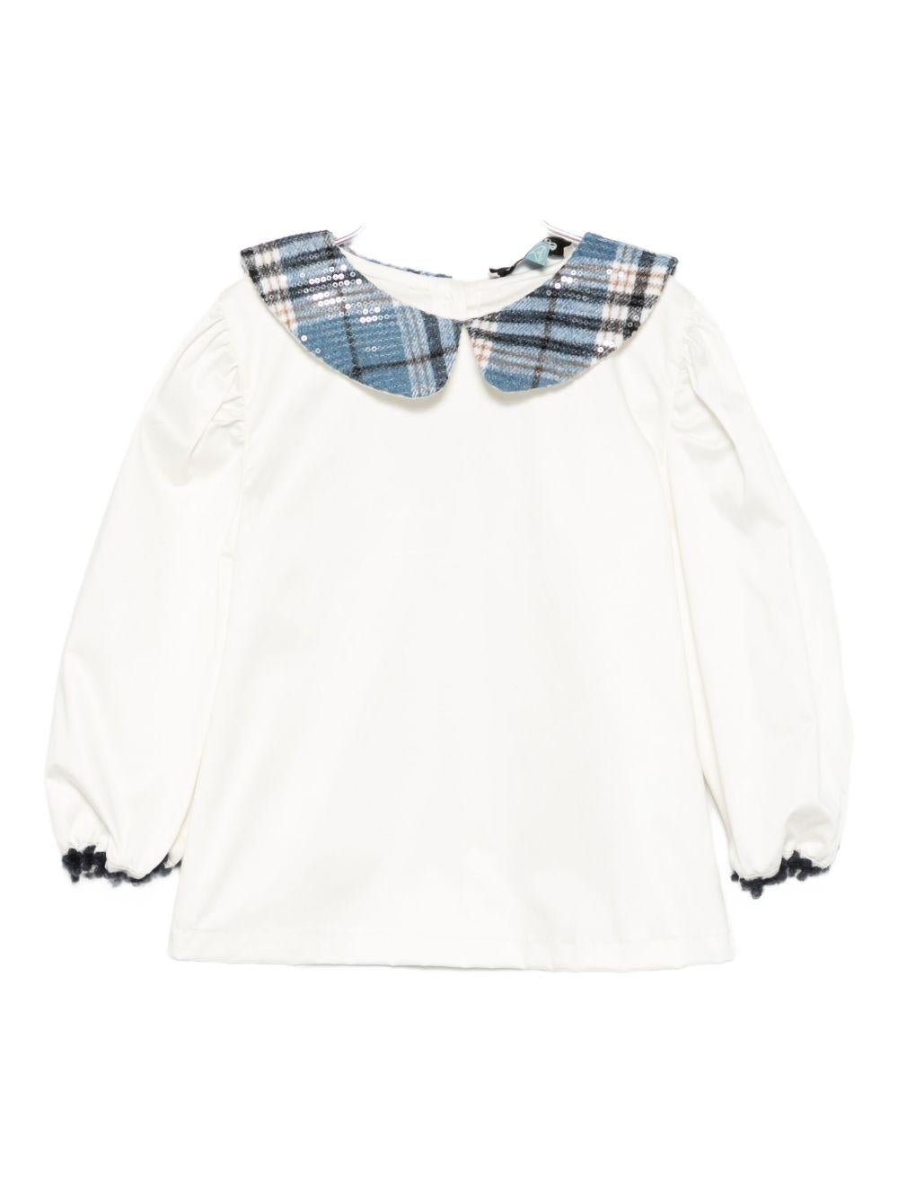 Camicia per bambina A'lapage bianca con colletto a motivo scozzese - Rubino Kids