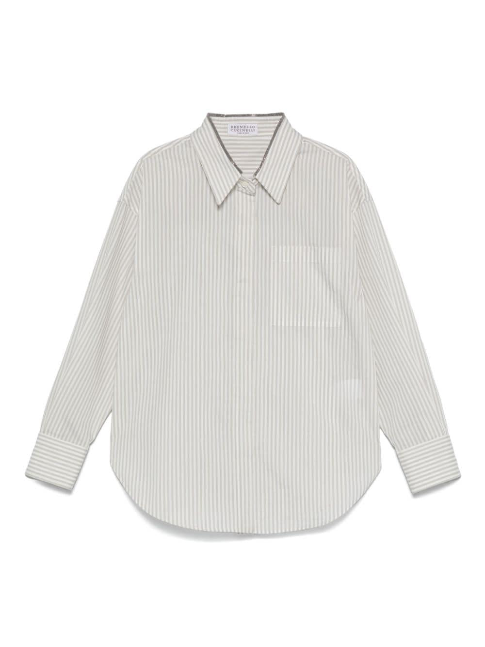 Camicia per bambina Brunello Cucinelli Kids a righe bianco e grigio - Rubino Kids