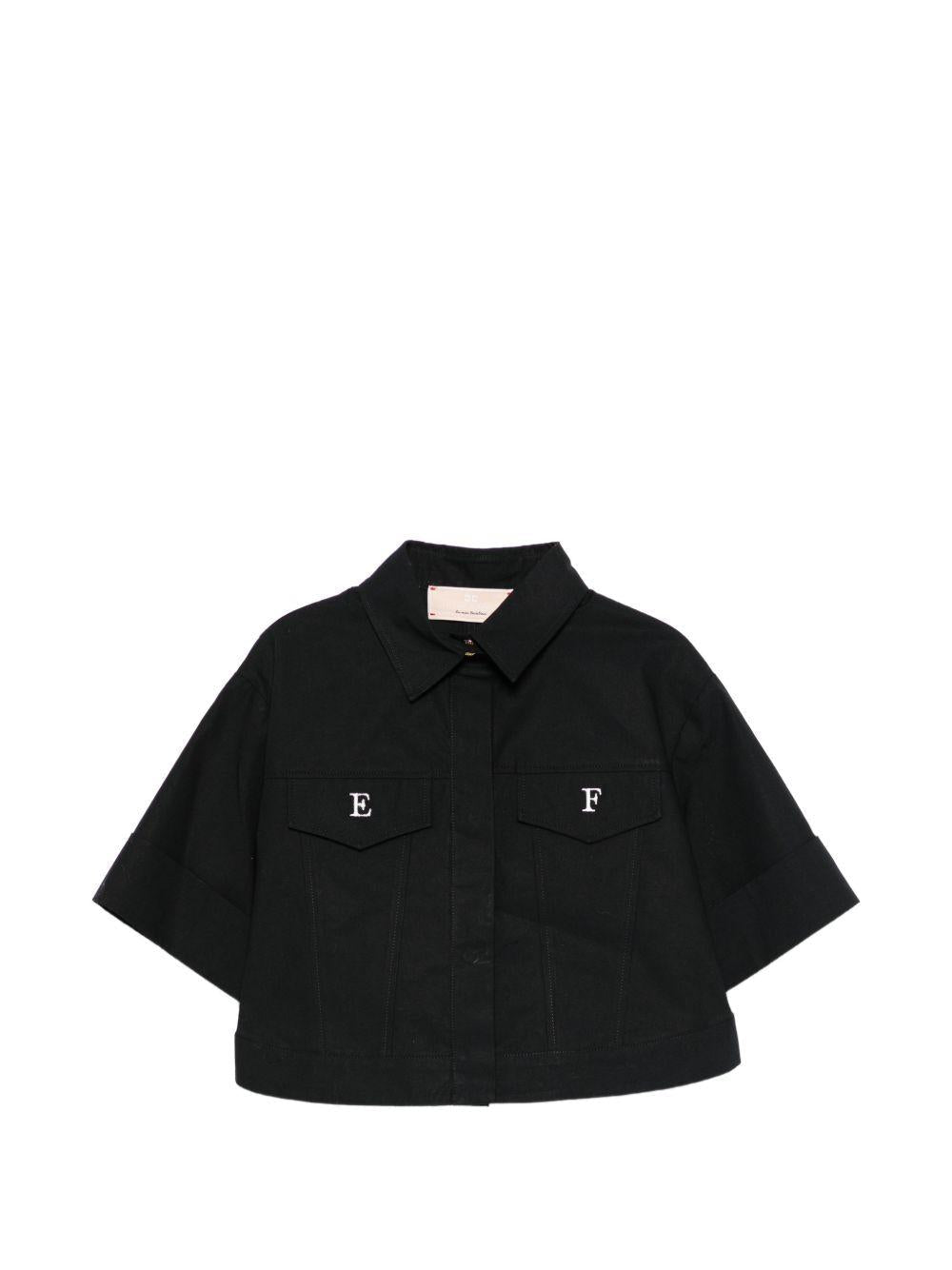 Camicia per bambina Elisabetta Franchi La Mia bambina nera con colletto a punta - Rubino Kids