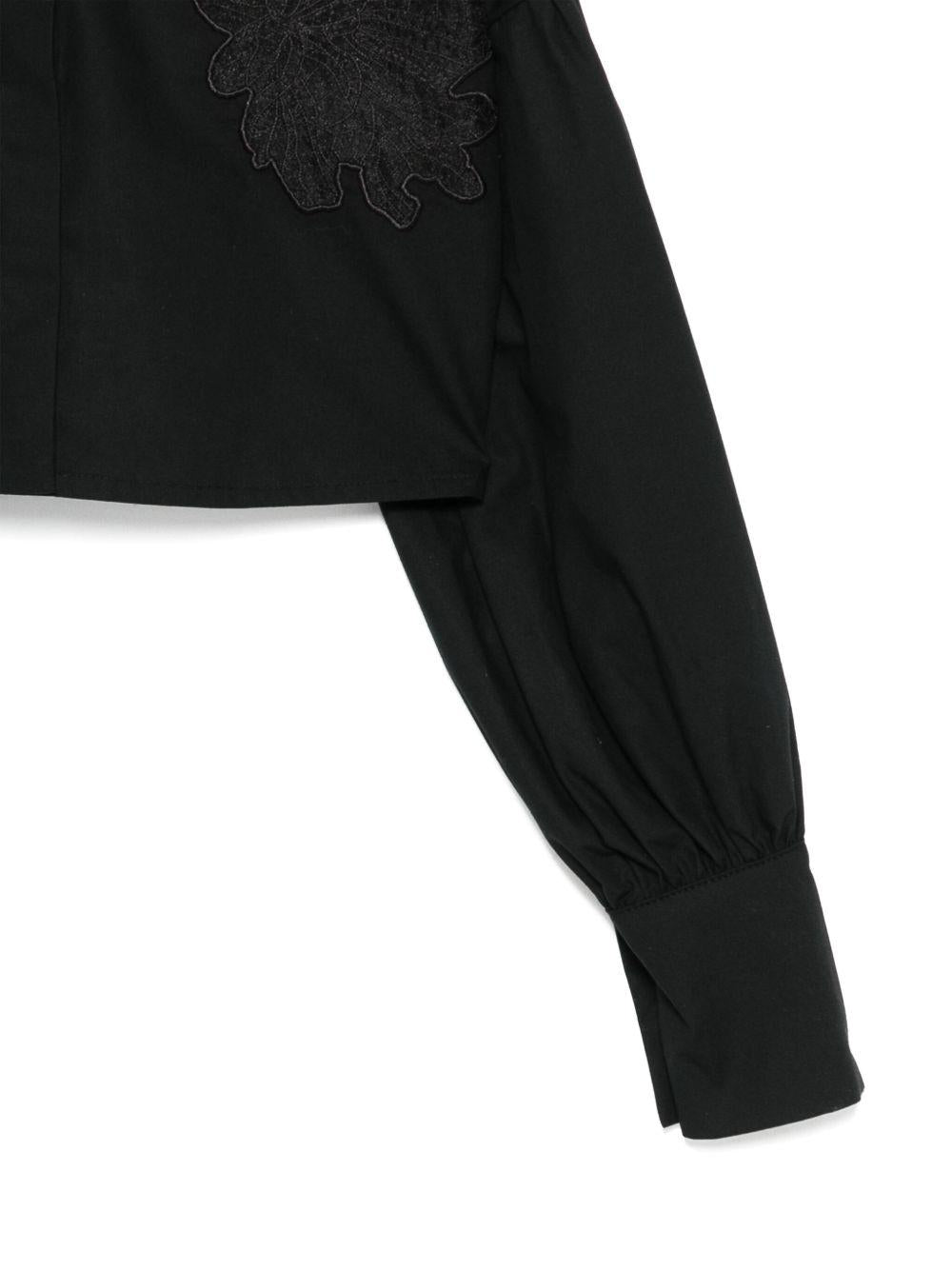 Camicia per bambina Elisabetta Franchi La Mia Bambina nero con applicazione in pizzo - Rubino Kids