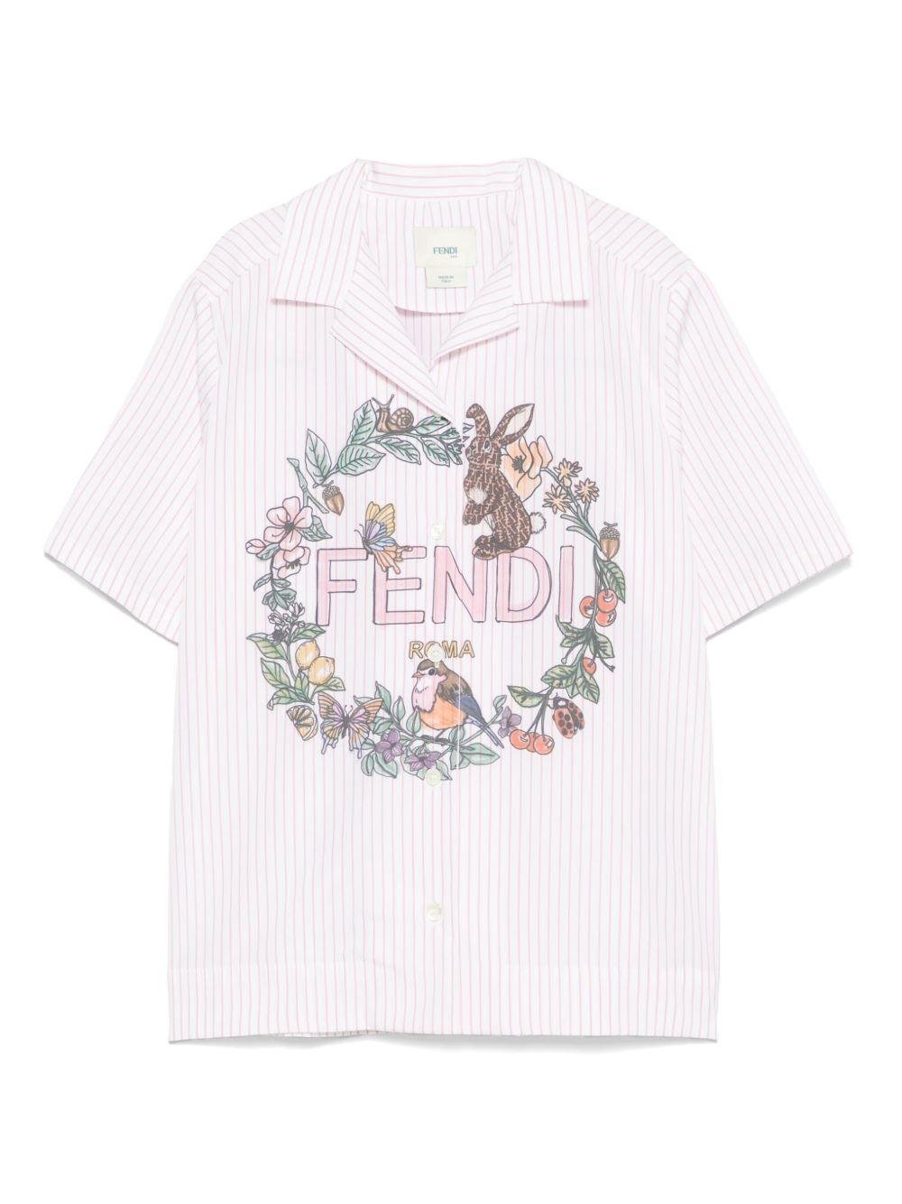 Camicia per bambina Fendi Kids rosa con stampa grafica sul davanti - Rubino Kids