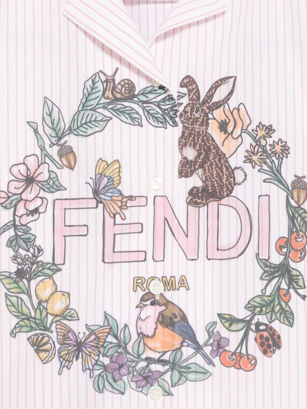 Camicia per bambina Fendi Kids rosa con stampa grafica sul davanti - Rubino Kids