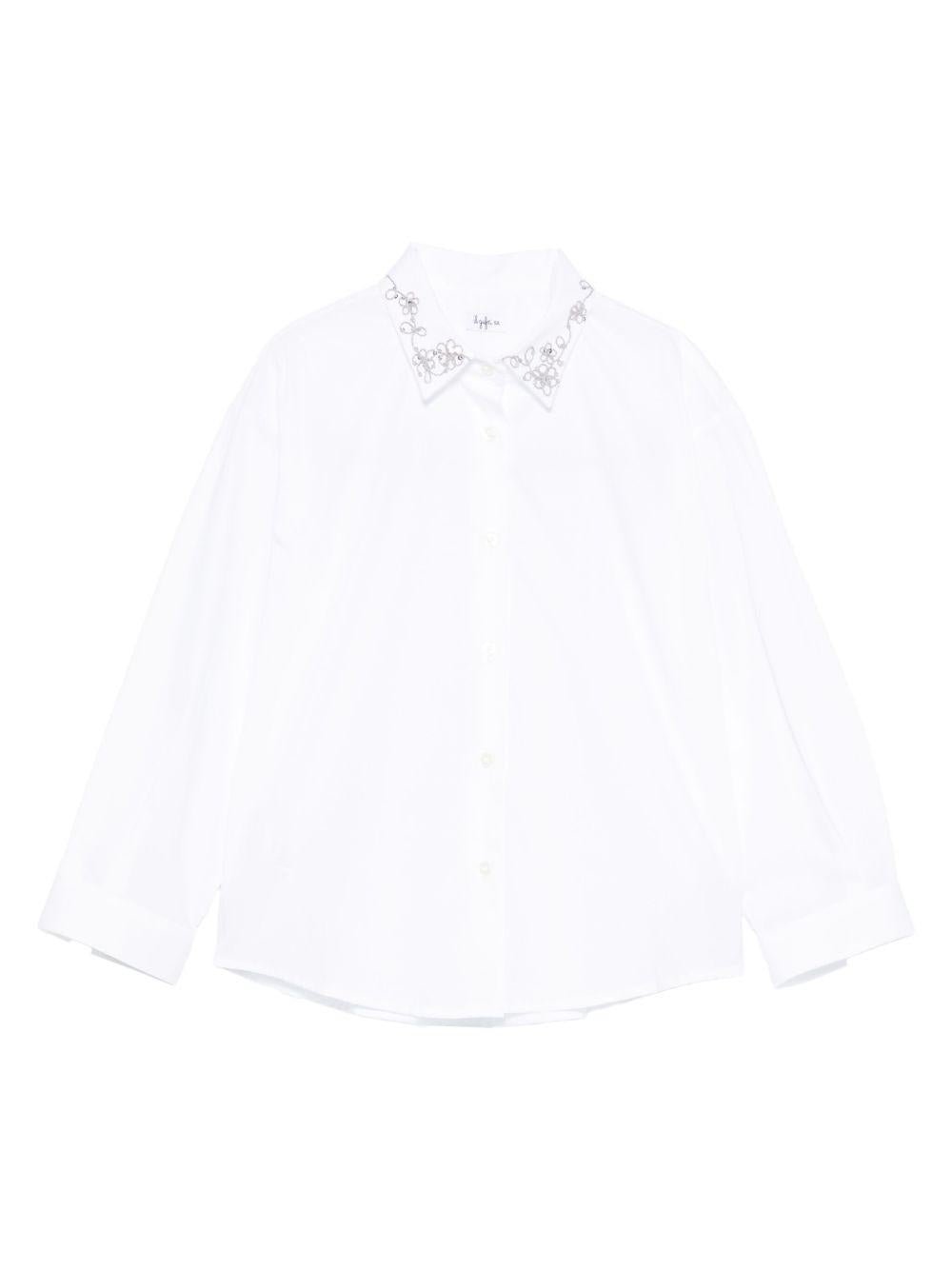 Camicia per bambina Il Gufo bianca con colletto ricamato - Rubino Kids