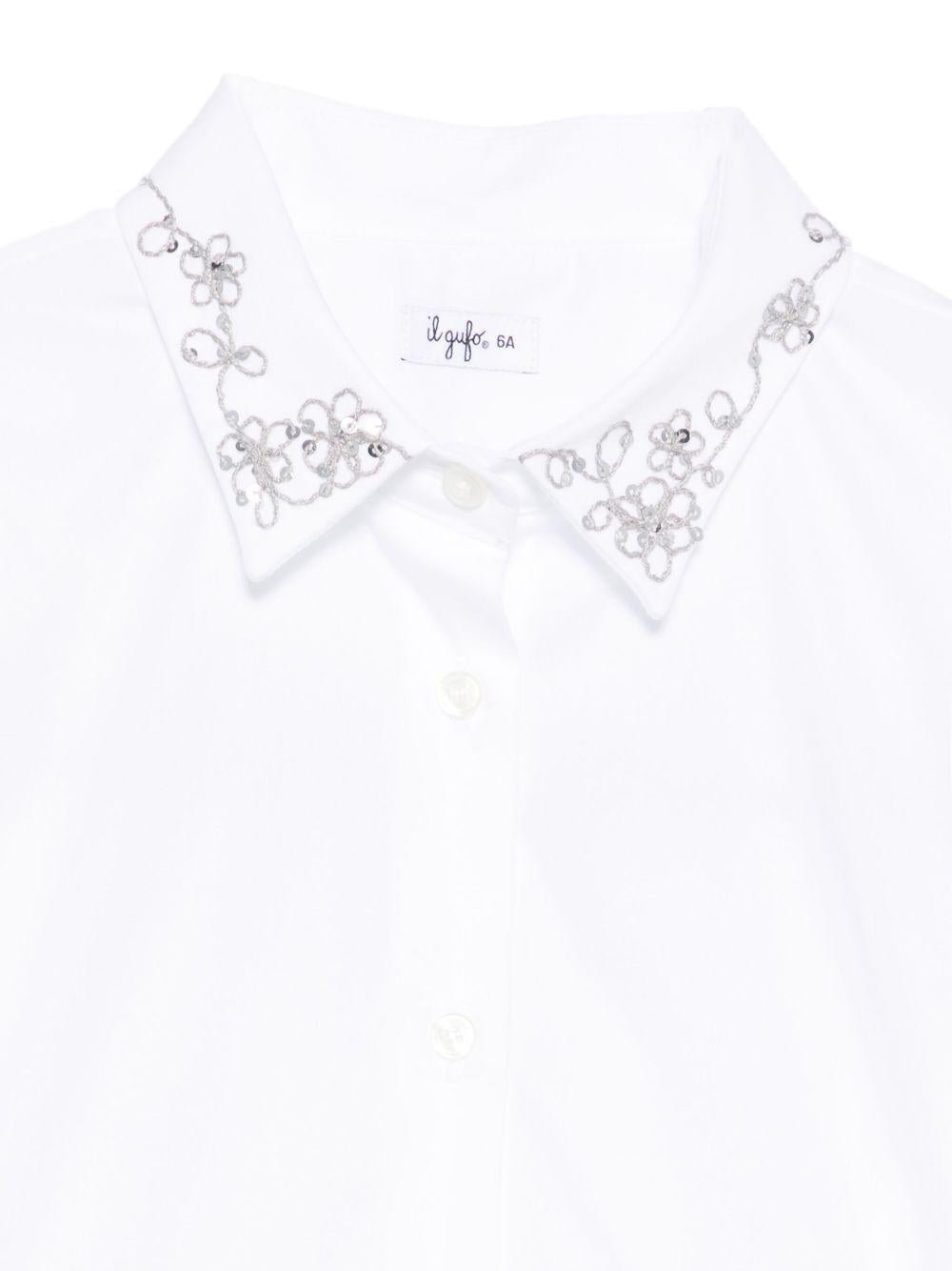 Camicia per bambina Il Gufo bianca con colletto ricamato - Rubino Kids