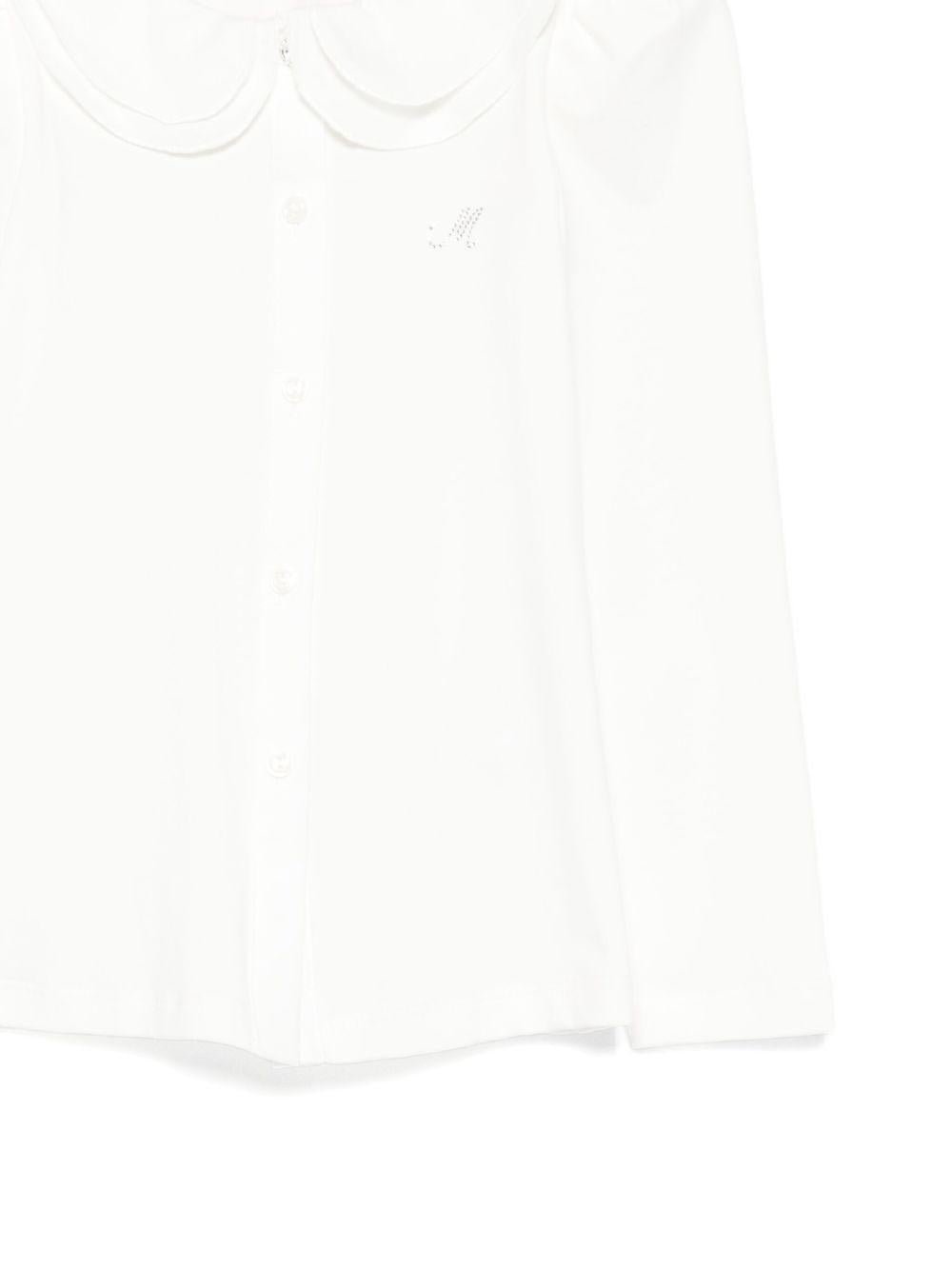 Camicia per bambina Monnalisa bianca con colletto arricciato - Rubino Kids