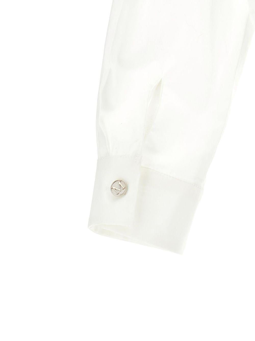 Camicia per bambina Monnalisa bianca con polsini con abbottonatura - Rubino Kids